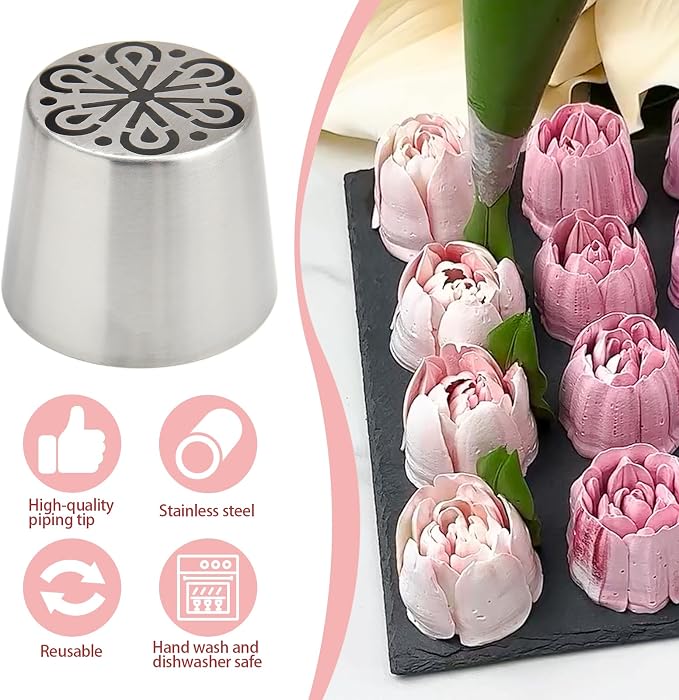 Extra Large Russian Piping Tips for Marshmallows Stainless Steel Flower Frosting Nozzles many styles Cake Decorating Baking tool for Buttercream, Cupcakes Cookies(SL61)
