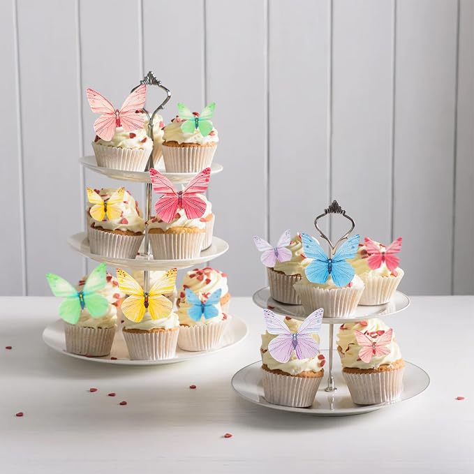 Gyufise 72Pcs Edible Cupcake Toppers - Butterfly Theme Cake Decoration for Baby Shower, Kids Birthday Party