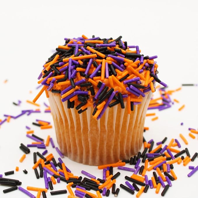 Naturejam's Halloween Sprinkles Cake Decorations - 8 oz Scary Halloween Decorations - Purple, Orange & Black Cake Supplies - Spooky Decor - Cupcake Toppers & Ice Cream Jimmies