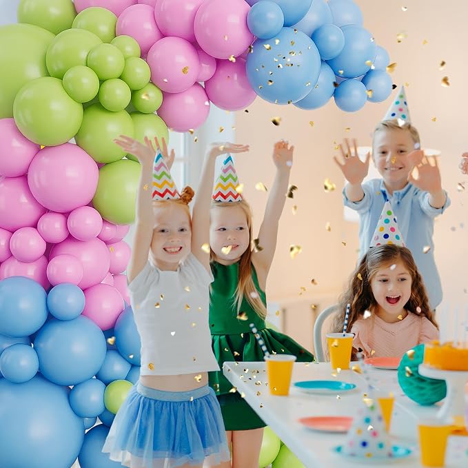 Blue and Pink Balloon Arch Garland Kit-Lime Green Balloon Latex Light Blue Balloon 122Pcs for Birthday,Graduation,Picnic,Baby Shower,Christmas Party Decoration.