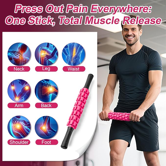 ZanLLW Muscle Roller Stick, Muscle Roller, Liposuction Massage Roller for Lymphatic Drainage, Massager Stick for Relief Muscle Soreness, Trigger Points, Help Exercise Runner Legs, Back Recovery