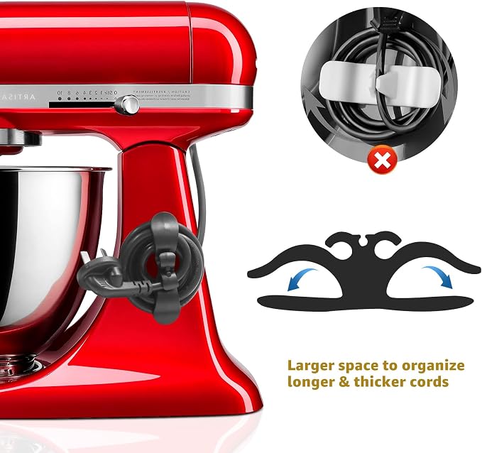 Sliding Mat for Kitchen aid 4.5-5 Qt Stand Mixer with 1Pc Cord Organizer and 3Pcs Attachment Holder for Kitchen Appliance Slider Counter, Moving Tray (Bamboo, Natural)