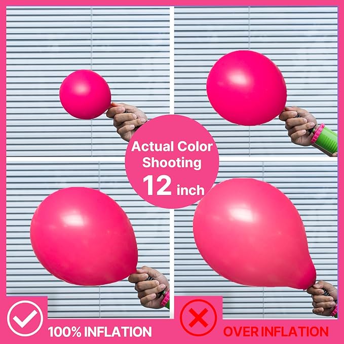 PartyWoo Hot Pink Balloons 100 pcs Different Sizes of 18 12 10 5 Inch Magenta Fuchsia Balloon Arch Kit Garland for Baby Shower Wedding Bridal Shower Anniversary Birthday Party Decorations Pink-Y12