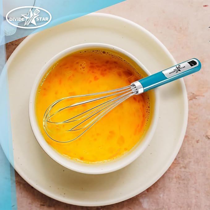 Stainless Steel Whisk 12 Inch Large Balloon, Turquoise | Heavy-Duty Hand Mixer, Ergonomic Handle, Food Grade Kitchen Tool for Eggs, Batter & Cream, Dishwasher Safe, For Baking