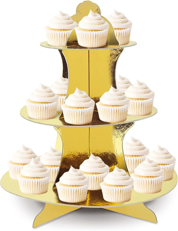 Beistle Metallic Cupcake Stands, 13.5", Gold, 2 Piece Pack