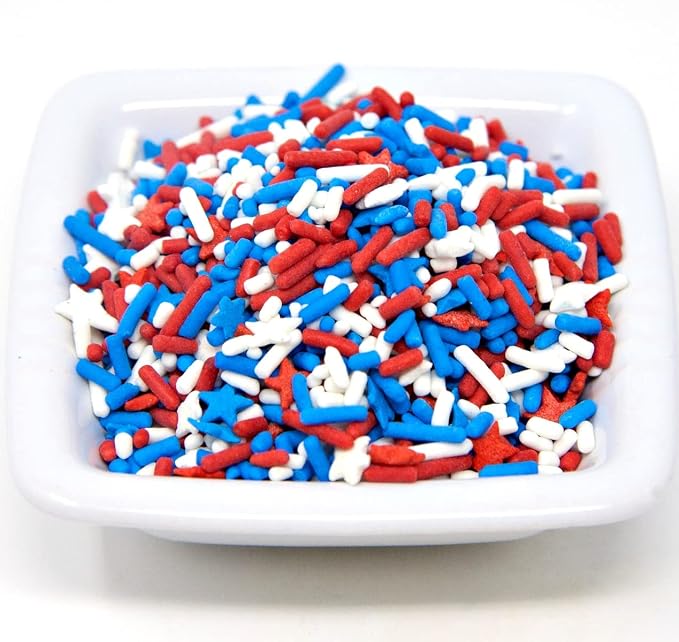 Patriotic Sprinkle Mix || Red - White - Blue Jimmies || Edible Baking Decoration (Stars & Stripes)
