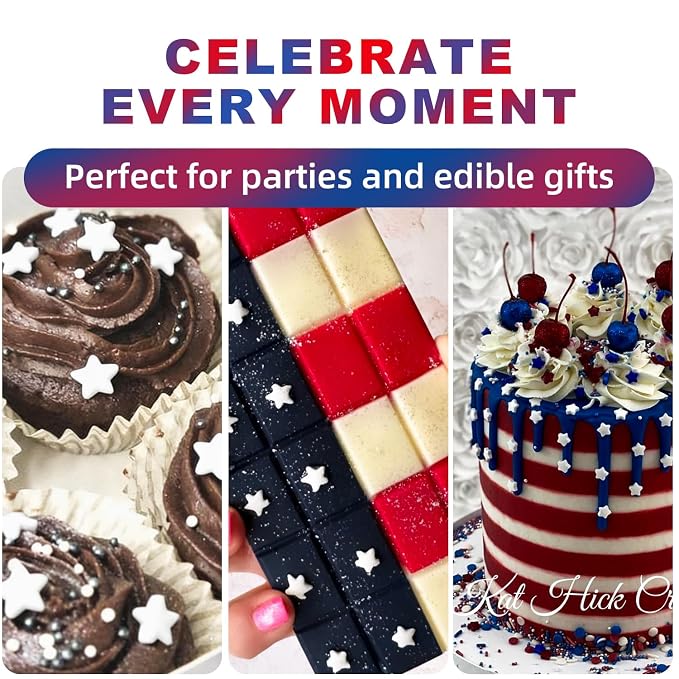 White Star Sprinkles, 10MM Edible Candy Stars for Cake Decorating, Cupcakes, Cookies & Desserts, 3.5 oz White Sprinkles for 4th of July & Memorial Day, Christmas, Wedding, Birthday, Holiday Baking Baby Shower