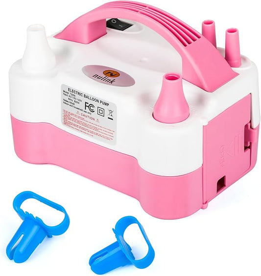 Nulink Electric Balloon Pump, Portable Electric Balloon Blower Machine Balloon Air Pump Dual Nozzle 110V 600W Balloon Inflator for Party Decorations