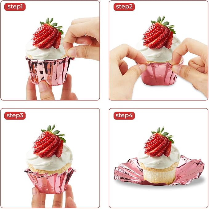 Baking Cups Ramekins, EUSOAR 50Pcs Disposable Ramekin Muffin Baking Cups, Aluminum Cupcake Cups, Tip Pan Ramekin Holders, Little Foil Cups