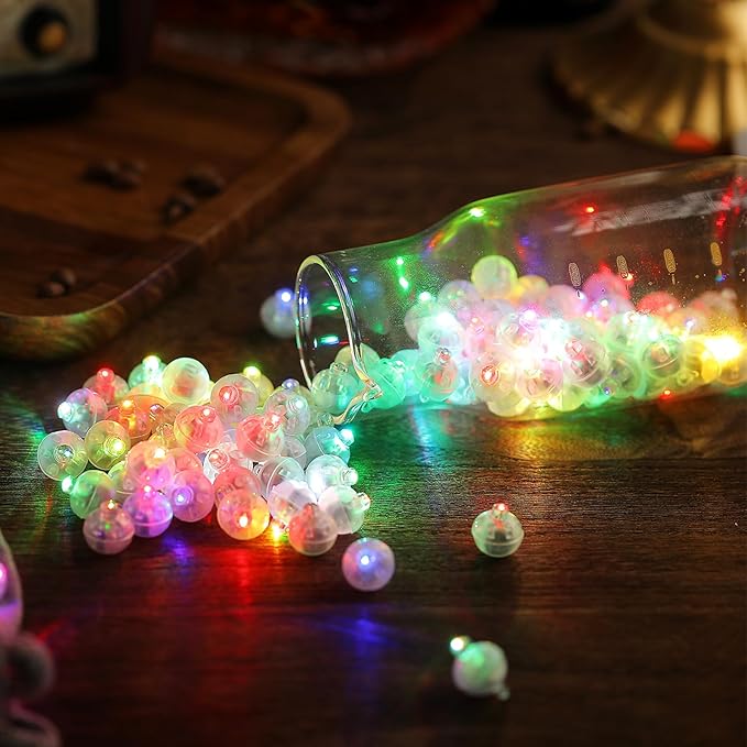 Aogist 100Pcs Warm White Balloon Lights with Hook,Long Standby Time,Waterproof Mini Light for Birthday Party Wedding Christmas Halloween Easter Decorative (Flash)