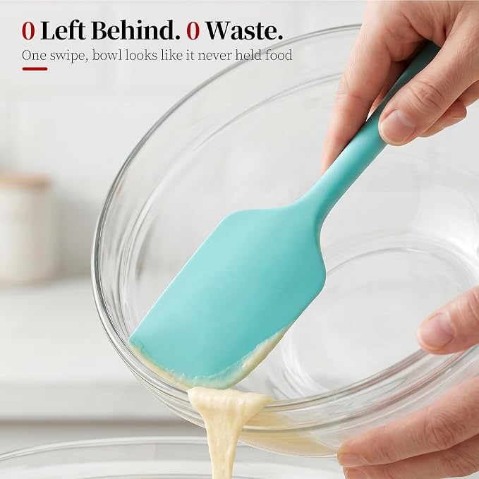 600ºF Heat Resistant Silicone Spatula Spoonula Set of 4, Aqua Sky | High Heat Food Safe Kitchen Use Scraper for Cooking Baking Mixing Scraping Stirring Cake Nonstick Cookware Pan Bowl