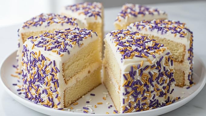 NCS Pearlized White, Purple & Gold Jimmies Edible Sprinkles – Cupcake, Cake & Cookie Decorations, 7 oz