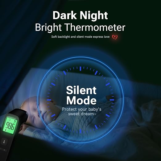 Forehead Thermometer for Adults and Kids, Fast Accurate Thermometer with Fever Alarm, 1S Reading & Silent Mode, Easy to Use for Baby, Kids & Elderly (Black)