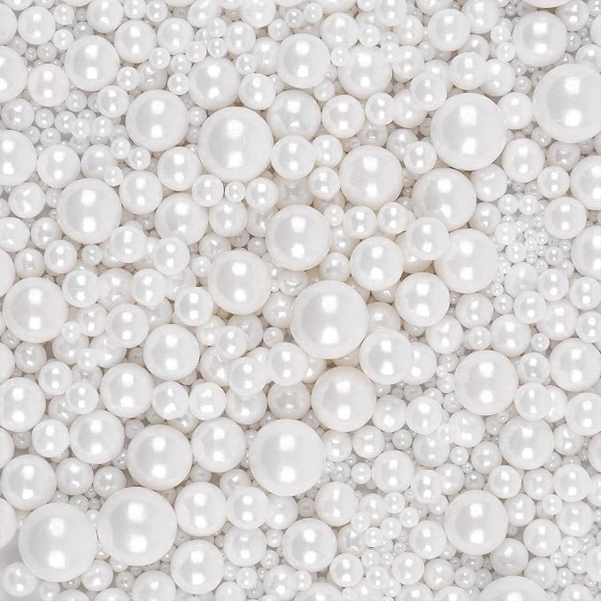 White Pearls Sprinkles for Cake Decorating 3.5 Ounces, Edible Sugar Candy Cupcake Topper, Cookies, Ice Cream Toppings Cake Decorations for Wedding Party Anniversary