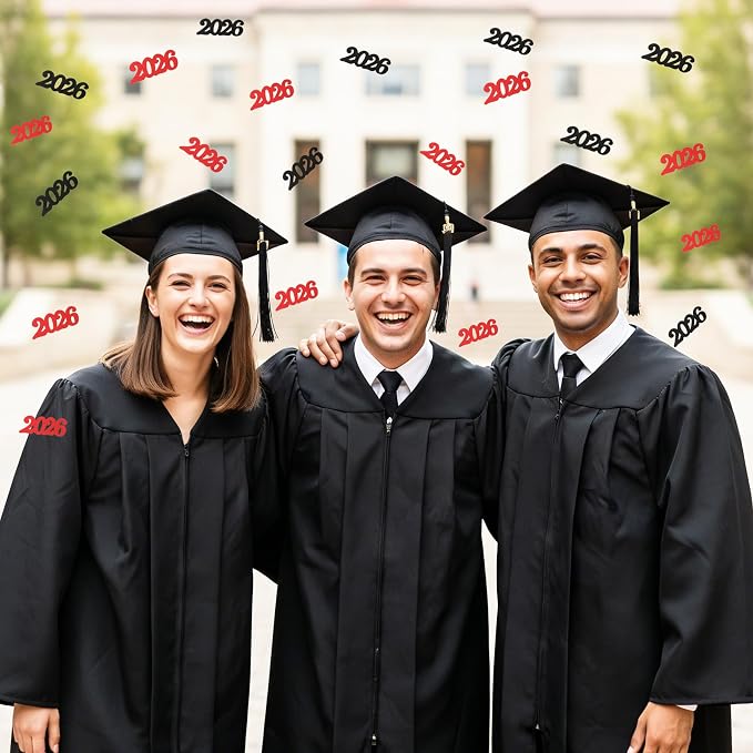 Graduation Confetti 2026, Congrats Grad Confetti Class of 2026,60g Red Black Glitter Graduation Table Scatter Centerpiece for Graduation Party Decorations Senior High School Celebration Party Supplies