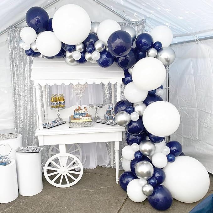 120pcs Navy Blue Balloons, 18 12 10 5 inch Navy Blue Balloons Different Sizes Dark Blue Balloon Arch Kit for Graduation Wedding Birthday Party Decorations