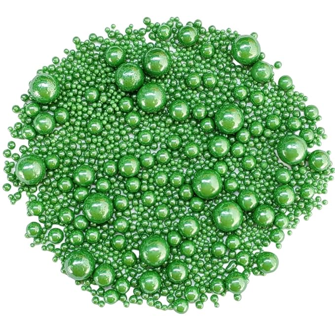 Edible Pearl Sugar Sprinkles Christmas Green Candy Mixing Size Baking Edible Cake Decorations Cupcake Toppers Cookie Decorating Celebrations Wedding Valentines Easter Halloween Christmas Supplies 120g/ 4.24oz