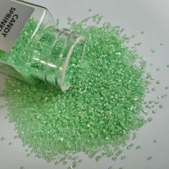 HeDeon&Rles Edible LightGreen Sanding Sugar Crystals for Baking 120g/4.23oz Sparkling Sugar Crystals Cake Cupcake Pancake Ice Cream Top Spring Wedding Christmas Cake Decoration