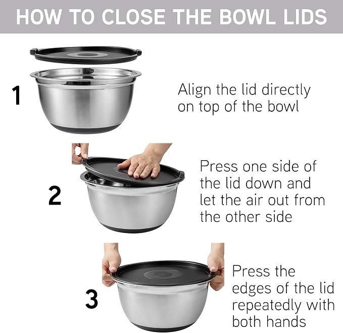 COOK WITH COLOR Stainless Steel Mixing Bowls Set with Lids - Nesting Bowls with Non-Slip Bottom, Silver, 14 Pieces