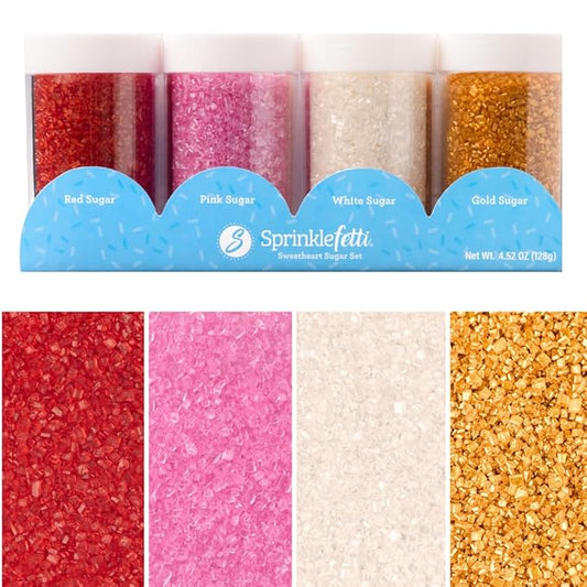 Sweets Indeed Sprinkles, 4 Pack, Edible Sprinkle Mix, Perfect for Cake Decorations, Baking, Ice Cream, Cookies, Cupcake Topper (Sweetheart Sugar)