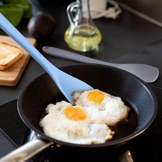 Silicone Spatula Spoon 2-Pack, Rubber Spoonula set Heat Resistant, Seamless Non-Stick Scrapers for Baking Mixing.