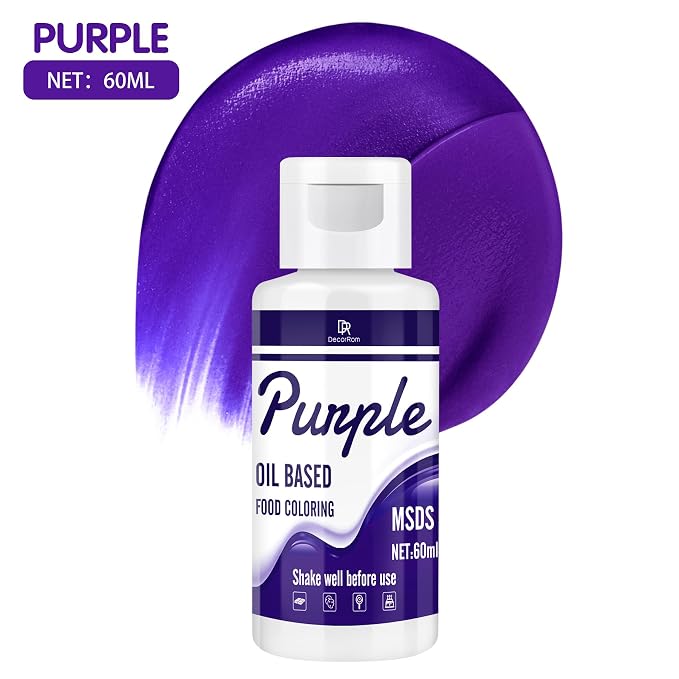 Oil Based Food Coloring - Vibrant Food Coloring for Chocolate, Candy Melts, Baking, Cake Decorating - Upgraded Edible Food Color Dye for Icing, Fondant,Butter, Cookie, DIY Crafts - 2 Fl.oz (Purple)