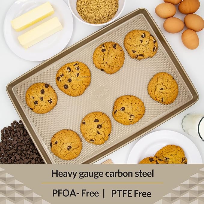 Glad Premium Nonstick Cookie Sheet – Heavy Duty Baking Pan with Raised Diamond Texture, Large