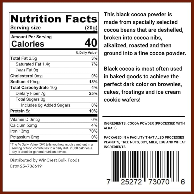 Black Cocoa Powder - 5 Lb Economy Size Tub