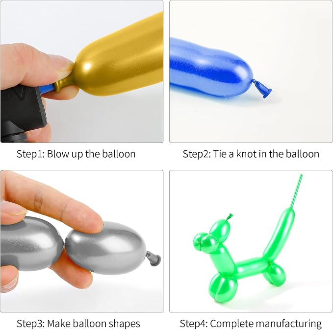 Metallic 260 Balloons - Long Balloons for Arch & Animals, Mix Colors, Kit Includes 50pcs