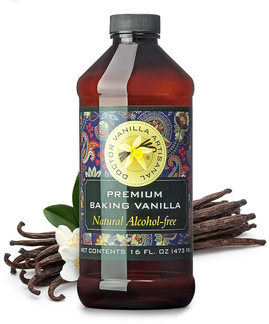 Premium Baking Vanilla Flavor, 16 fl oz - alcohol‑free, Madagascar Bourbon vanilla, sugar‑free, GMO‑free, gluten‑free, vegan, paleo, keto, kosher, and halal