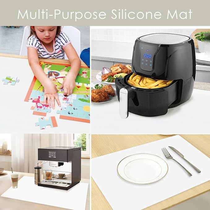 Extra Large silicone Mats, Food-Grade Kids Silicone Placemats Silicone Mats for Kitchen Counter Heat Resistant Mat, Non Stick Silicone Mat for Craft Pastry Baking, 27.6'' x 15.7''translucent white