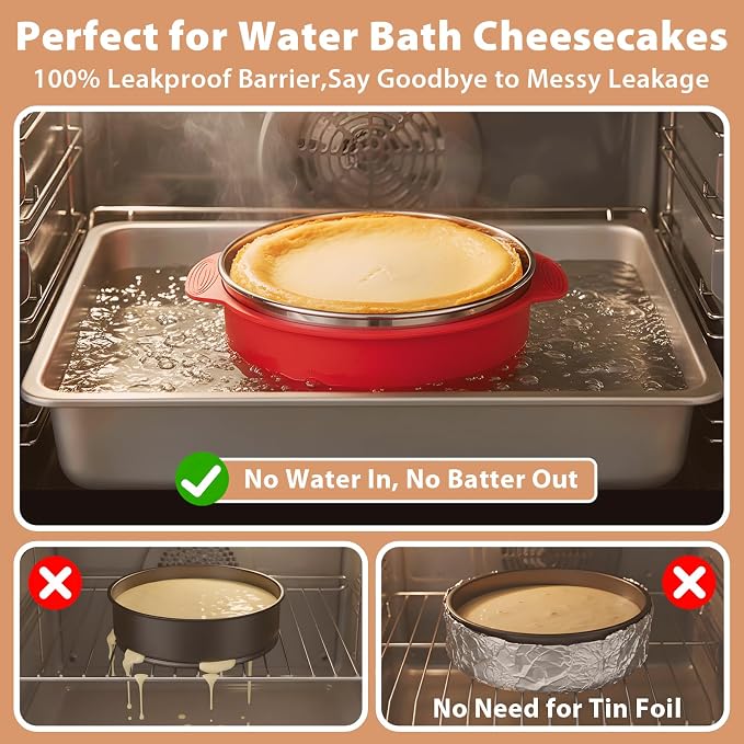 Stainless Steel Springform Pan 9 Inch Nonstick, Leakproof Spring Form Pan for Cheesecake, Cheesecake Pan with Protector, Cheese Cake Pans for Baking, 9 Inch Springform Pan with 50Pcs Parchment Paper