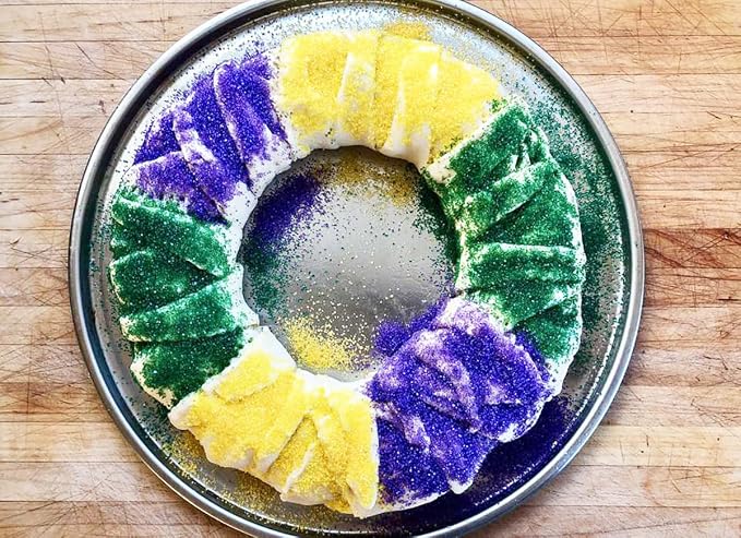 Senchanting Mardi Gras Sanding Sugar Sprinkles for Cake Decorating, Edible Green Yellow Pink Purple Sanding Sugar for Cake Decorating Wedding Party Baking Cupcake Cookie Ice Cream Decoration Supplies 168g/5.93oz