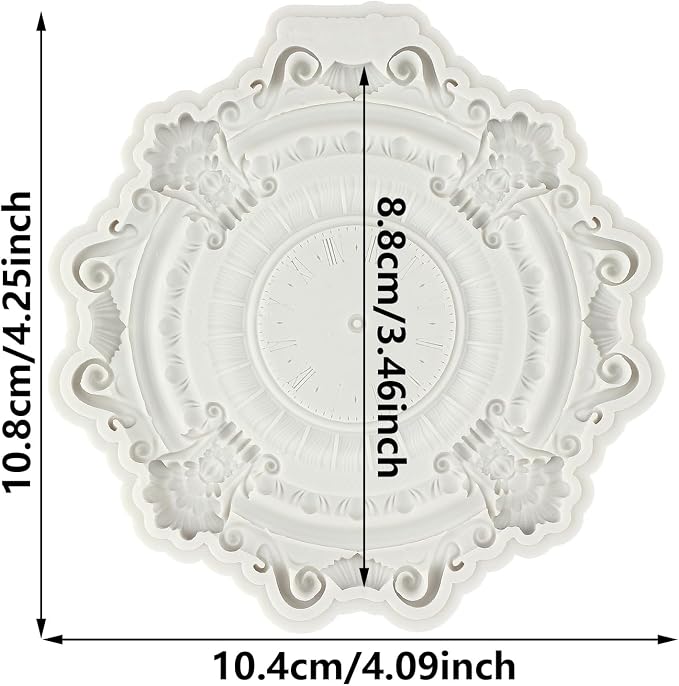 Baroque Clock Fondant Mold Baroque Style Fondant Silicone Mold For Sugar Cake Decorating Cupcake Topper Candy Chocolate Gum Paste Polymer Clay