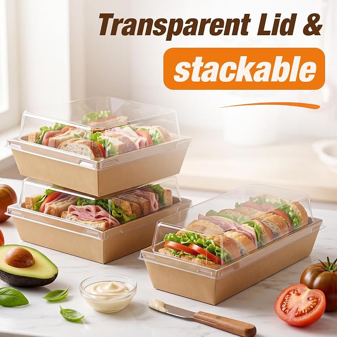 200 Pack Charcuterie Boxes with Clear Lids 5 Inch Disposable Square Sandwich Boxes 7 Inch Rectangle Food Containers Mini to Go Food Containers for Cookie Donut Muffin Charcuterie Accessories