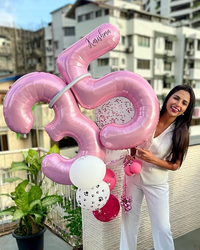 Pearlescent Pink 7 Balloon, Number Balloons 40 Inch, 7th Birthday Decorations for Girls Kids, Party Decoration for Women, Number 7 Balloon