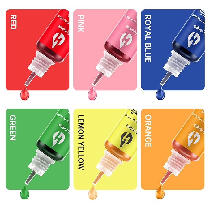 Oil Based Food Coloring for Chocolate Herbeklab 6 Colors x 10 ml Colorful Concentrated Oil Food Coloring for Candy Melts, Cake Pops, Strawberries - 6 Colorful