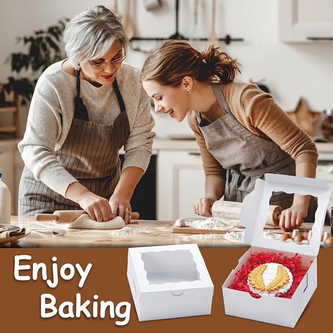 XINHPKGG 40pcs Cookie Boxes 4x4x2 Inch Bakery Boxes with Window Dessert Treat Box Chocolate Covered Strawberries Box for Wedding Party Birthday