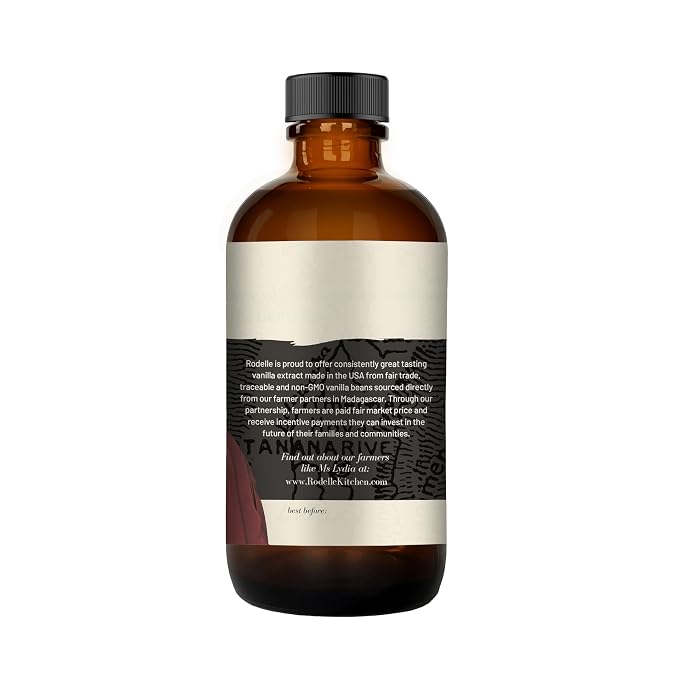 Rodelle Organic Fairtrade Madagascar Vanilla Extract, Made In USA, 8 Fl Oz.