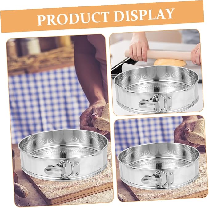POPETPOP Springform Cake Pan 9-inch Stainless Steel Spring Lock Leakproof Cheesecake Mold with Removable Bottom for Baking Brownies, Tarts, and Pancakes, Sturdy Kitchen Bakeware for Home