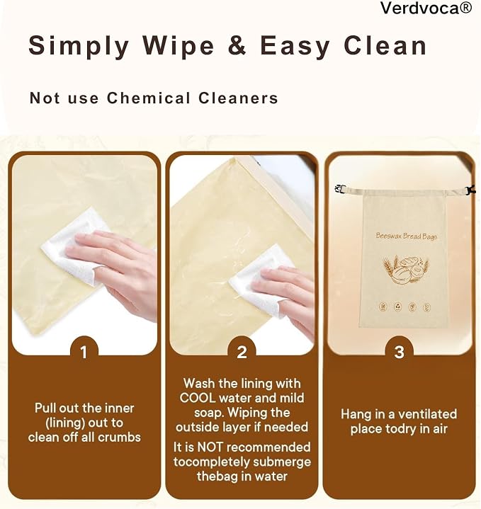 Beeswax Bread Bags for Sourdough, 2 Pack XL Reusable Organic Cotton Linen Bread Storage Bags with Lock Buckle, Natural Bees Wax Bread Bag for Homemade Bread, Freezer Friendly Food Storage, Keep Fresh