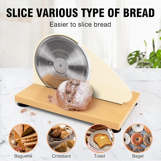 vanerepok Manual Bread Slicer for Homemade Sourdough Bread Versatile Hand Crank Bread Slicer for Sourdough Crusty Bread Etc Stainless Steel Slicers Adjustable Width for Homemade & Commercial Use