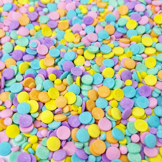 Pastel Confetti Sprinkles for Cake Decorating, Mix Edible Patel Rainbow Flat Round Funfetti, Ideal for Cookie, Macaron, Cupcake, Ice Cream Topping