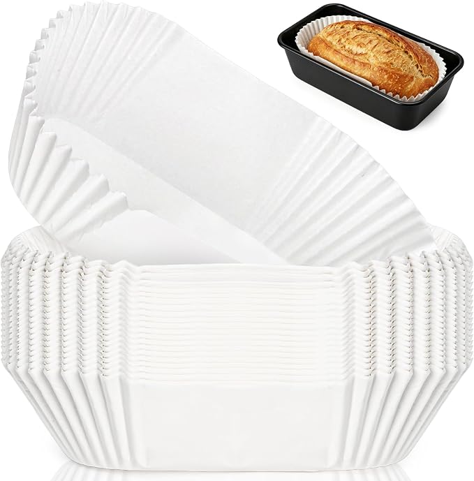 DEAYOU 80 PCS Bread Baking Liners, 2 LB Paper Loaf Pan Liners, Greaseproof Bread Tin Liner for Cakes, Snacks, Weddings, Parties, White, 7.87" L x 3.6" W x 2.9" H