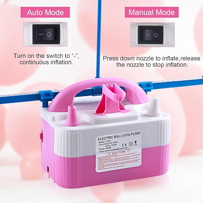 Balloon Pump Electric,110V 600W Balloon Blower Inflator Dual Nozzle Air Pump Balloons Inflator for Decoration, Party, Sport,Gifts:2 Balloon Tying Tools