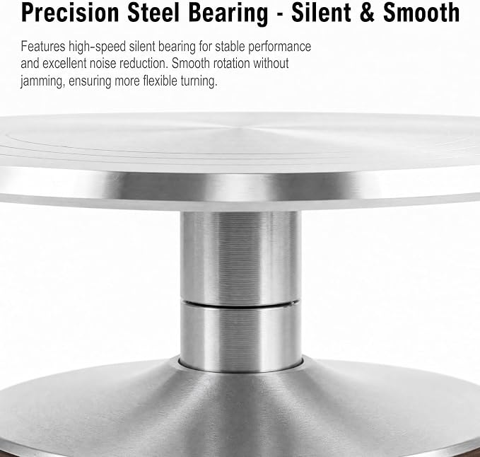 Aluminium 360° Rotating Detachable Cake Turntable – 12 Inch Non-Slip Cake Decorating Stand for Frosting, Icing, DIY Baking, Professional & Home Use
