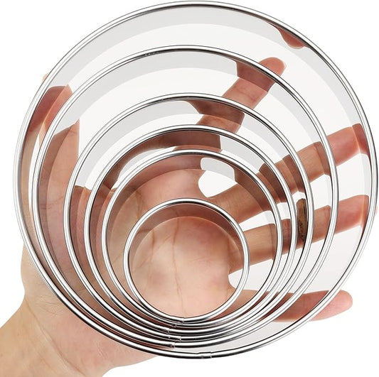 6 PCS Round Cookie Cutters (2, 3, 3.5, 4, 5, 6 Inch), Stainless Steel Biscuit Cutters For Baking, Large Circle Cookie Cutter for Baking, Pastry, Donuts, Fondant, Sandwich