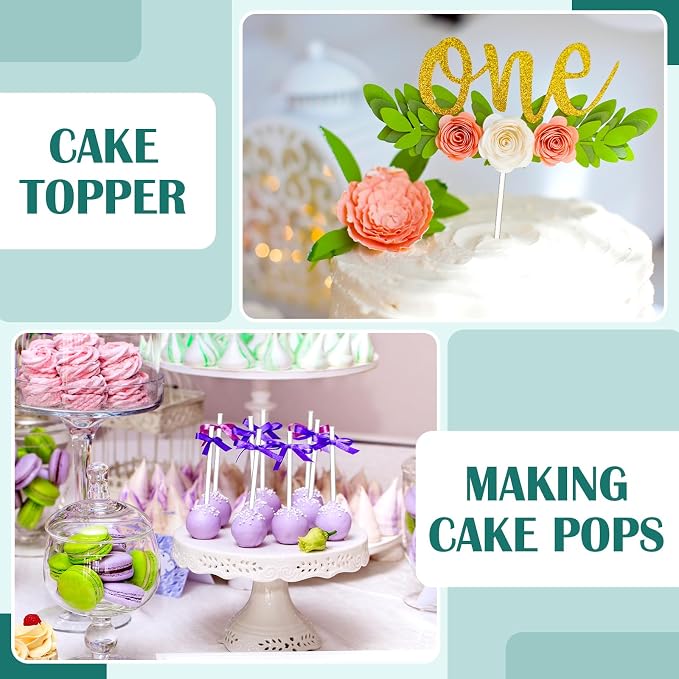 Zopeal 200 Pcs Acrylic Lollipop Sticks Clear Cake Pops Rods Cake Topper Candy Cupcake Treat Stick for Wedding Chocolate Cookie Dessert Handmade DIY Crafts Party Decor Gardening(10 x 0.12 Inches,Clear)
