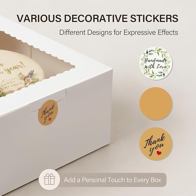 Kootek 24pcs Cake Boxes with Window, 10 x 10 x 5 Inches Bakery Boxes Treat Cookie Dessert Boxes Pastry Box for Cake, Chocolate Covered Strawberries, Cupcakes, Donuts, Baked Goods