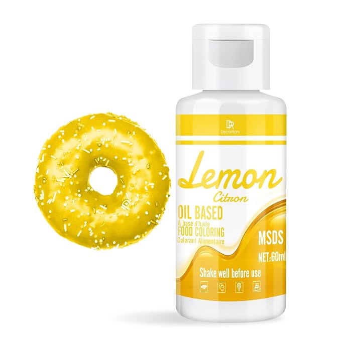 Oil Based Food Coloring - Vibrant Food Coloring for Chocolate, Candy Melts, Baking, Cake Decorating - Upgraded Edible Food Color Dye for Icing, Fondant,Butter, Cookie, DIY Crafts - 2 Fl.oz (Yellow)